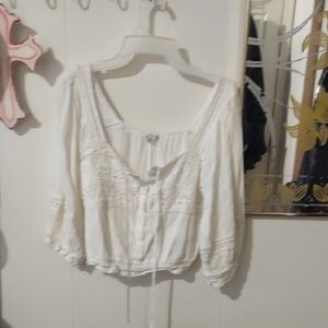 American Eagle Outfitters Cream Blouse